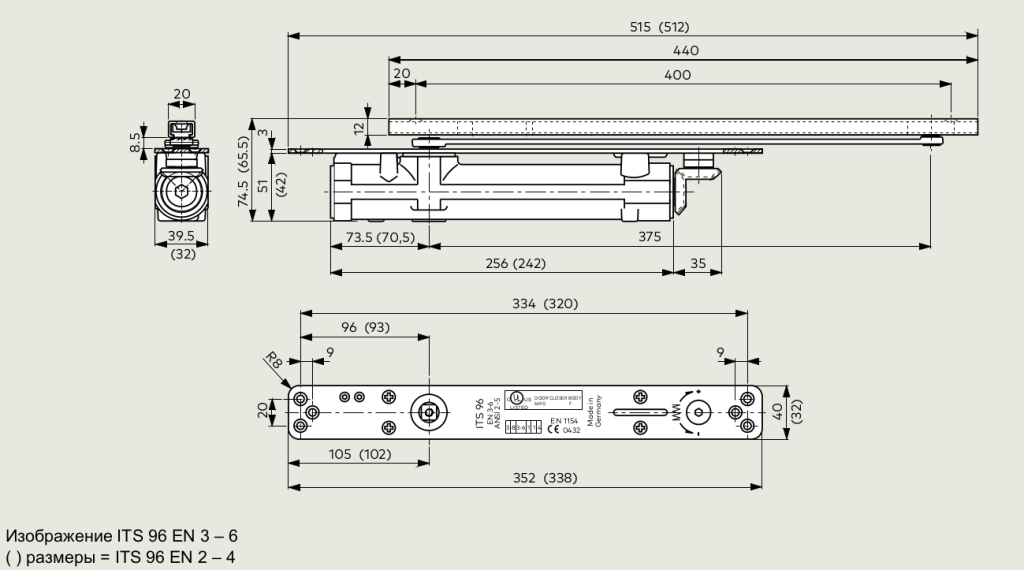 Чертеж доводчик ITS96