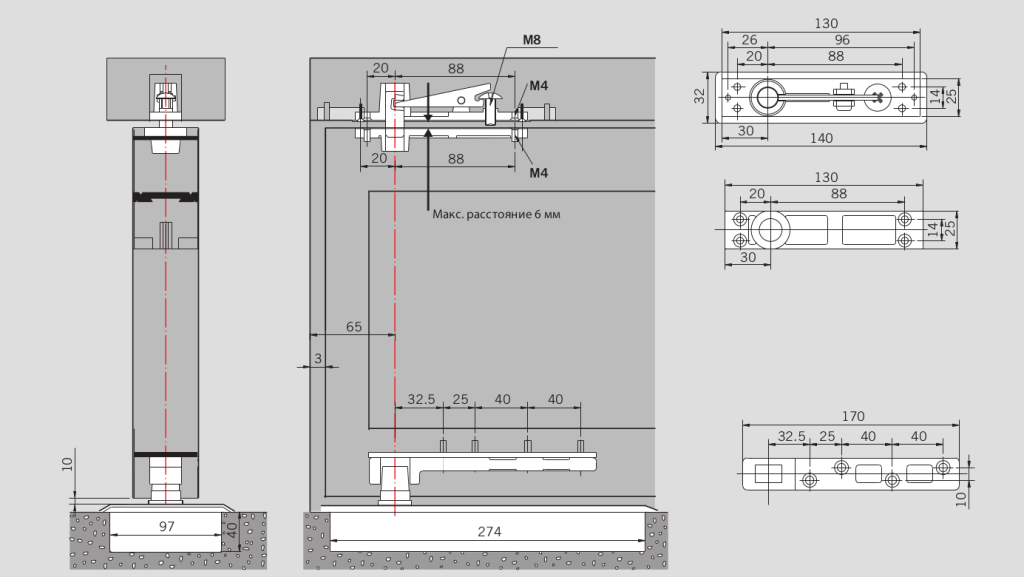 Чертеж доводчика BTS 60