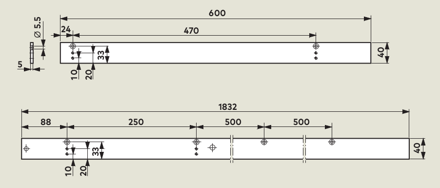 Чертеж пластины монтажные для координатора G-SR