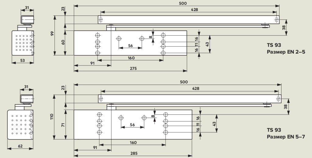 Чертеж доводчик TS93