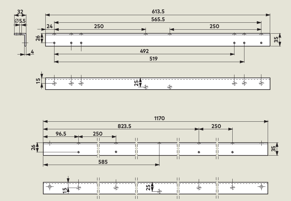 Чертеж уголок монтажный для координатора G-SR/BG