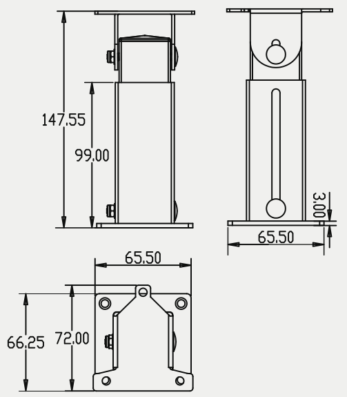 Чертеж монтажного комплекта для установки EM500 A на пол